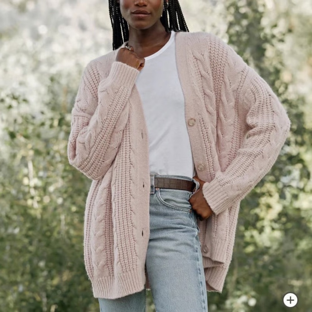 JENNI KAYNE Cable Cocoon Cardigan XS 27” P2P Blush $395 Retail NWT - Picture 5 of 12